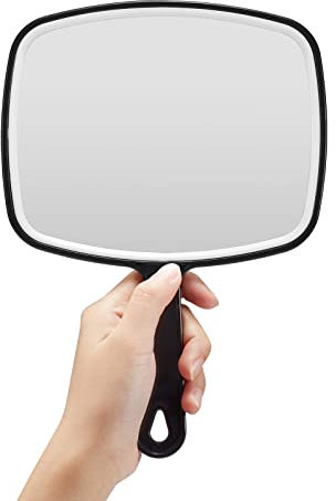 OMIRO Hand Mirror, Black Handheld Plain Mirror with Handle,Square,M