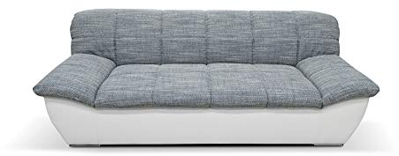 DOMO. collection Sofa Splash, 2-Sitzer Couch, Flache Armlehnen, weiß-grau | 2 Sitzer mit flachen Armlehnen, moderne Sofagarnitur aus Kunstleder und Webstoff mit Chromfuß, 211 x 96 x 76 cm (BxHxT)