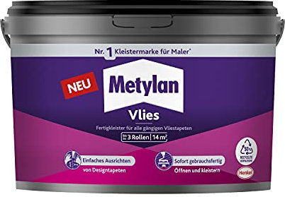 Metylan Vlies Fertigkleister, feuchtigkeitsbeständiger Tapetenkleister für Vliestapeten, Kleister zum einfachen Tapezieren, 1x3kg
