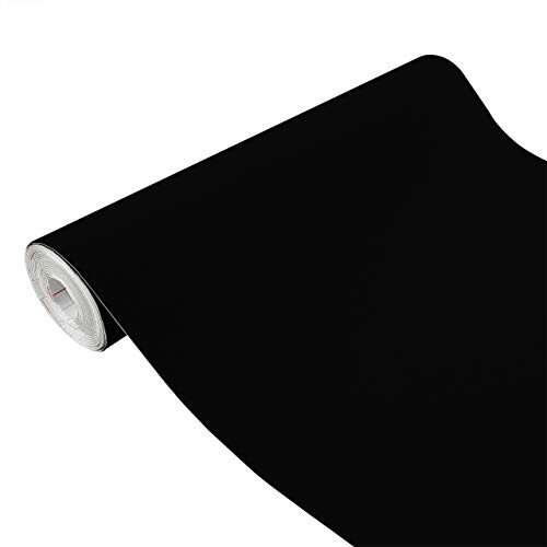 DecoMeister Klebefolie Möbel 45x100 cm | Selbstklebende Möbelfolie in Veloursoptik | Folie für Möbel ideal zum Renovieren von Schränken, Tischen | Klebefolie nach Maß für DIY-Projekte | Schwarz