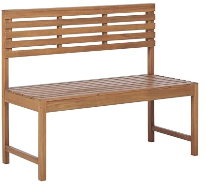 Beliani Rustikale Gartenbank 2-Sitzer Akazienholz Hellbraun 110 cm Landhausstil Treia
