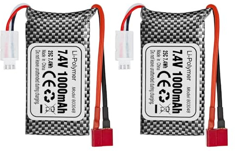 2PCS 7,4V 1000mAh T-Plug Lithium Akku 18858 18859 18859A 18859E HM163 HM164 35-DJ03 35-DJ04 SN-DJ02 16889 16889A 16890 2845 2846 Q901 Q902 Q903 RC Fernbedienung Auto Quadcopter Drone Batterie