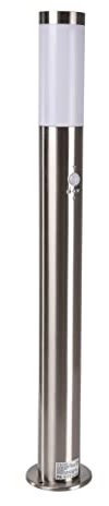 Novatool Gartenlampen I 80 cm + 110 cm I mit Bewegungsmelder I Edelstahl I IP44 I E27 Sockel I Gartenleuchten Stehlampen Säulenlampen außen Außenlampen Aussenleuchten Sockelleuchten Pollerleuchten