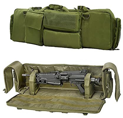 SJASD Waffenkoffer Gewehrtasche Doppel,Taktische Waffentasche 2 Langwaffen,Langwaffentasche/Futteral mit Doppelfach & Aussentaschen, Military Airsoft Gewehr Fall Schutztasche,100cm