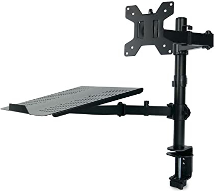 HDWR SolidHand-LM01 Soporte Monitor y portátil, Ajustable | Doble brazo para pantalla y portátil, también MacBook, ajuste de altura