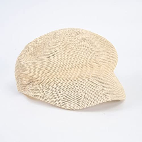 tcax Baskenmütze Damen Achteckige Kappe Stroh Frauen Sommer Dünne Ballonmütze Maler Verstellbare Baskenmütze Mesh Atmungsaktiv Boinas para Mujer,Beige,56-58Cm