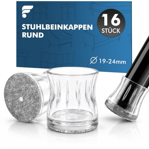 shinfly 16 Stück Stuhlbeinkappen Rund Filz, 19-24mm Stuhlbeinschoner Mittel
