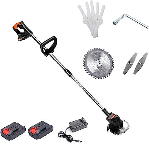 NAKEAH Désherbeur électrique, Tondeuse à Gazon Domestique Polyvalente à 3 Lames alimentée par Batterie 24V désherbeur léger sans Fil avec Chargeur for pelouses de Jardin