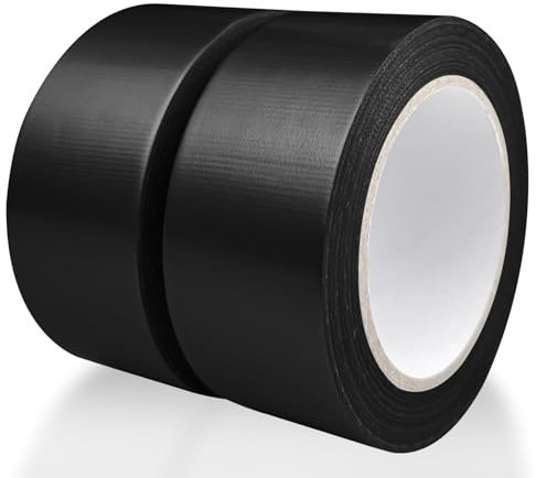 WinGluge 2 Pezzi Nastro Telato, Nastro Adesivo Nero 27.4m x 50mm, Duct Tape Super, Nastro Adesivo Impermeabile Universale, per Riparazioni, Imballaggio,Fissaggio, Marcatura e Sigillatura
