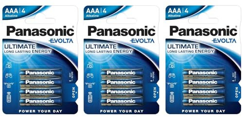 PANASONIC Lot de 3 Blisters de 4 Piles Alcaline Evolta AAA LR03