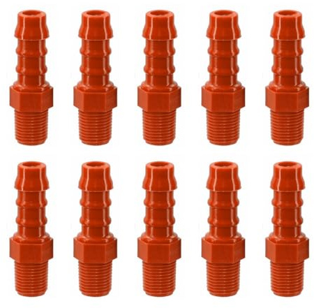 Schlauchverschraubung aus Nylon Außengewinde 1/8 BSPT Ø 8 mm, Packung mit 10 Stück, rot - AWSPLASTIC 1808PAR