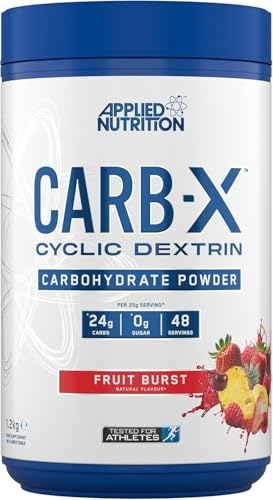 Applied Nutrition Carboidrati ciclici Dextrina Carb X ramificati | Polvere di carboidrati per intra e post allenamento, 48 porzioni (1,2 kg, Fruit Burst)