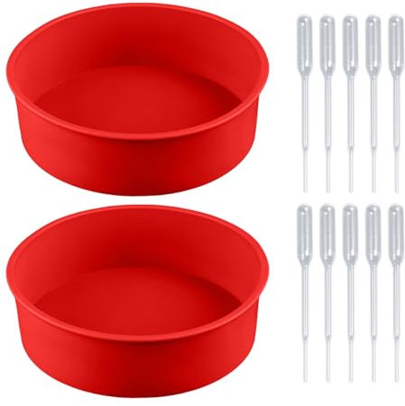 HDGSAFD Moldes de silicona para hornear, 2 unidades, redondos, 10 unidades, goteros, moldes antiadherentes