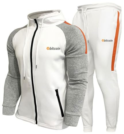 GIOPSQ Männer/Frauen Bitcoin(BTC) Baumwolle Hoodie Sweatshirt Hosenanzug klassische Sportbekleidung lässige Joggingkleidung sportanzug/A/XXL