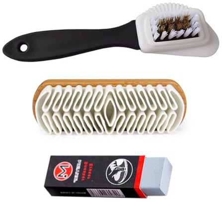 Suede Brush,3 Pcs Suede & Nubuck Brushes Shoe Brush Set 4-Sided Shoe Cleaner for Clean Decontamination Cleaning Tools, with Eraser