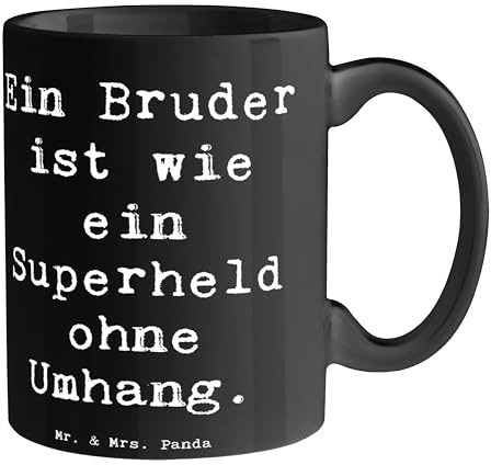 Mr. & Mrs. Panda Tasse Spruch Bruder Superheld - Geschenk, einzigartig, Danke, Aufmerksamkeit, Kaffeetassen, Jahrestagsgeschenk, Liebe, Bedanken,