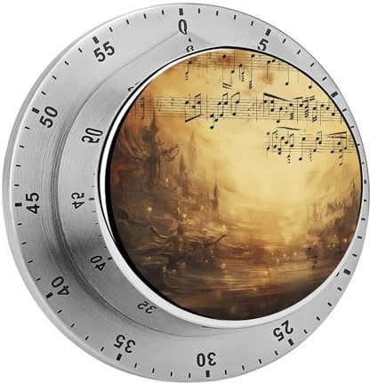 Magnetic Timer,Sheet Music Print Cooking Timer,Mechanical Stainless Steel Cooking Timer,Countdown 60-Minute Kitchen Timer