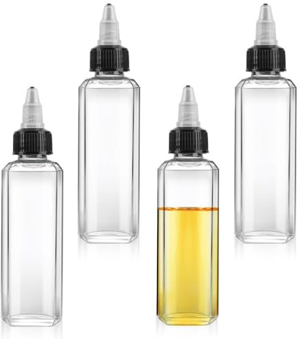 4 Pz Dosatore Olio, 100ml Bottiglia Squeeze di Plastica, Bottiglie da Spremere Bottiglia per Olio, Flaconi Bottiglie per Olio, Bottiglia per Squeeze Trasparenti per Spezie Liquide Salsa Olio Aceto