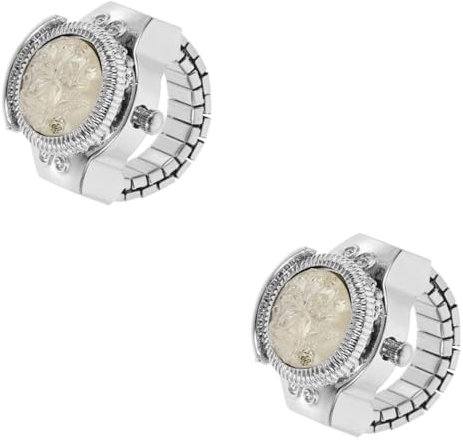 VALICLUD Ringuhr Damen 2 STK Ringuhr Female Watch Fingeruhr ساعة يد Hand Uhr Uhrenringe Kapitelring Ansehen Für Paare Armbanduhr Herren Schmuck Uhr Achten Sie Auf Zinklegierung Weiß