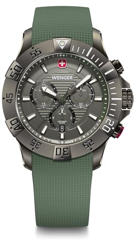 Wenger Seaforce Chrono Analog Quartz Chronograph Klocka Diameter 43 Mm Schweiziskt Tillverkad Vattentät Upp Till 200 M Silikonrem 01.0643.127