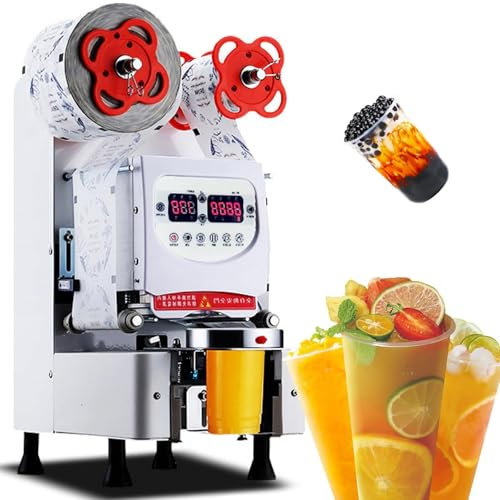 Máquina selladora de vasos completamente automática 650-800 tazas/h, máquina selladora de vasos de 90/95 mm, máquina selladora de vasos eléctrica Máquina selladora de panel LCD con control digital(Whi