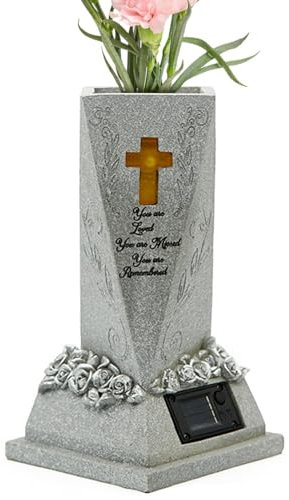 Vase de cimetière, vase funéraire à fleurs, vase solaire LED, porte-fleurs de cimetière, vase funéraire, tombe, lumière du soleil, cimetière, vase décoratif pour jardin, cimetière,