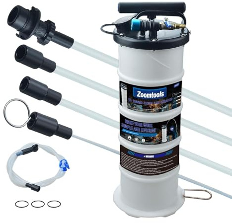 Zoomtools 6.5 L Pneumatic Manual Fluid Extractor Pump Oil Change & Fluid Change Tool Vacuum Fluid Extractor
