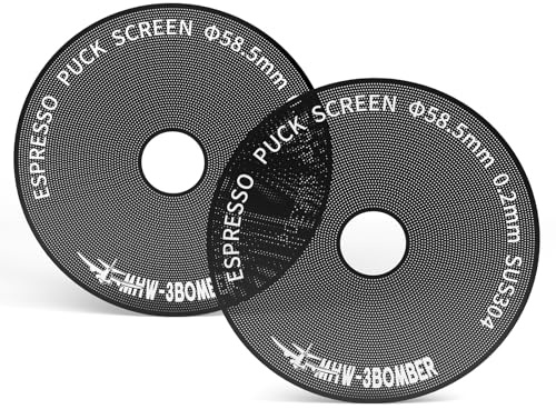MHW-3BOMBER Puck Screen - Colador para café expreso (58,5 mm, 0,2 mm, con orificio redondo, filtro de metal reutilizable, compatible con La Marzocco/Gaggia FG7049B-OS)