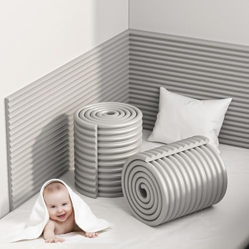 APMOE Wandpolster Selbstklebend 200cm für Kinderzimmer, 3D Dekorative Wandpaneele Gepolstert, Wandkissen Bett Kopfteil Schaumstoff Polsterpaneel Wand für Spielzimmer/Schlafzimmer(Grau,2 Pcs)