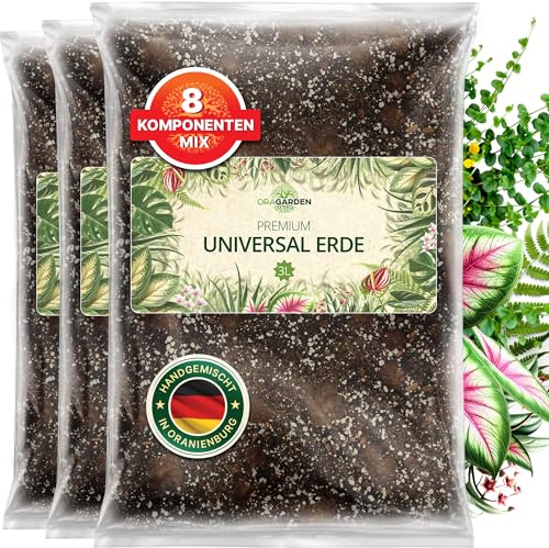 ORAGARDEN Universalerde für Zimmerpflanzen und Garten - 9L Universal Substrat für Pflanzen, Palmen, Blumen, Grünpflanzen - 8 Komponenten Kübelpflanzenerde
