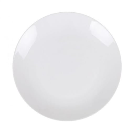 Set des 18 assiettes de service rondes, plates et empilables, LLONA,390g, plat à service, plat à desserts et gâteaux en porcelaine blanche - 20,50 cm
