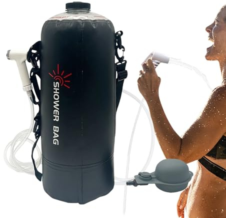 Rrlihjgu Camping Shower Bag – Portable Solar Shower for Camping – Complete Kit with Removable Hose, Modular Shower Pump, Bath Accessories and Travel Equipment for Trekking, Swimming and Swimming