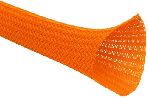 Kable Kontrol 10 Ft - 0.25 Inch Braided Cable Sleeve - Self Closing Split Wire Wrap Cord Hider Organizer Wire Loom Tubing Cover for Automotive, Industrial Cable Management - Orange