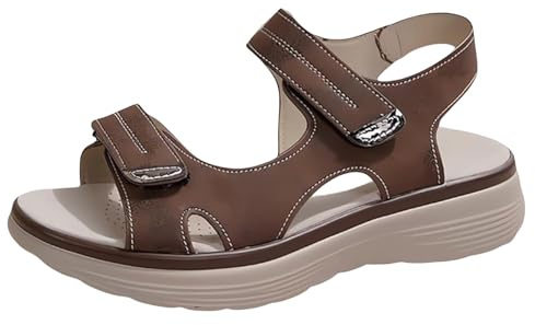 Ortopediska sportsandaler kvinnor fotvalvstöd vandringssandaler damer bekväma promenadsandal med mjuk kudde skum plattform sandal utomhus atletiska skor för plantar fasciit UK storlek 4-7,5, Brun, 39