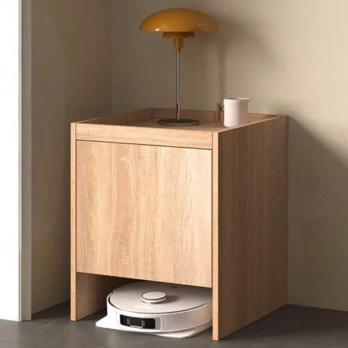 Nordivo Versteckter Staubsauger-Roboter-Schrank, Aufbewahrungsschrank mit Türen und Schubladen, Holz Beistelltisch, Freistehendes Regal für Zuhause oder Büro(Brown,H65cm/25.6in)