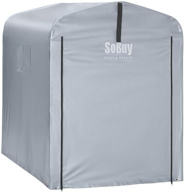 Sobuy Tela di ricambio per Garage Auto per Esterno, Tenda per Bicicletta, Casetta da Giardino, Box Moto Impermeabile, Tendone per Auto, Moto e Attrezzi, Argento, 120x176x163 cm, SDA11-SIL
