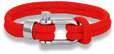 SLJYM Minimalist Nautical Rope Bracelet Double Strand Stainless Steel U-Shape Shackle Buckle Survival Jewelry For Men Women