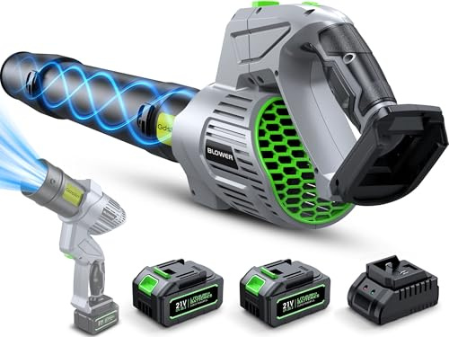 Akku-Laubbläser Kabellos - 900.000 U/min Laubgebläse - Luftgebläse mit 2 Akkus & Ladegerät, 5-stufig Erstellbar, Leise & Leistungsstarkes Handgebläse für Garten, Laub, Staub & Schnee