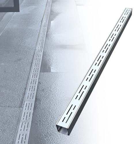 Filtri lineari per grondaie 1 m Sistema di drenaggio per trincee esterne - Drenaggio a trincea piccola e stretta a forma di U con griglia rimovibile - Canale carrabile in acciaio inox Dr
