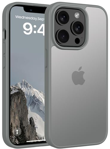 Andwing Matt Hülle für iPhone 14 Pro 6.1 Zoll, Militärstandard FallSchutz Handyhülle für iPhone 14 Pro, Mattierte Durchscheinende Rückseite Schutzhülle, Anti-Fingerabdruck Kratzfest Dunkelgrau