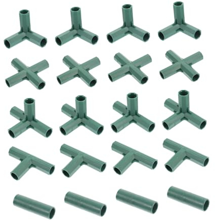 AKOOSY Conectores de Marcos de Jardinería Abs 16mm para Invernadero y Soportes de Plantas, Kit 20 Piezas Uniones Dobles, Triples y Cuádruples para Estructuras de Cultivo en Jardín