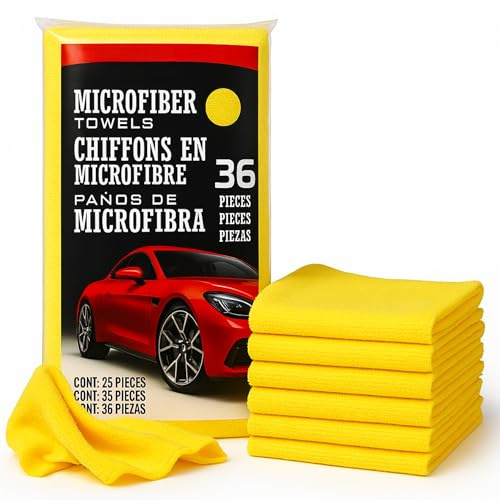 Senshi Japan Microfiber Towels Compatible With Kirkland Cleaning Cloths, Polishing, Buffing, 40.6cm x 40.6cm Ultra Plush Yellow (5 Pack)