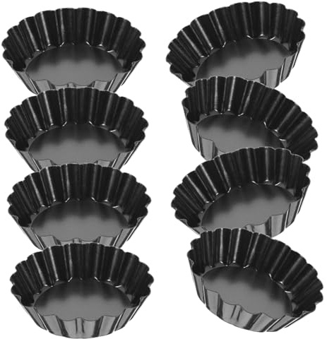 VALICLUD 8 piezas Molde para Tartaletas de Huevo con Desmontable de Unidades Acero al Resistente Altas Temperaturas Antiadherente para Repostería y Cupcakes Pequeños