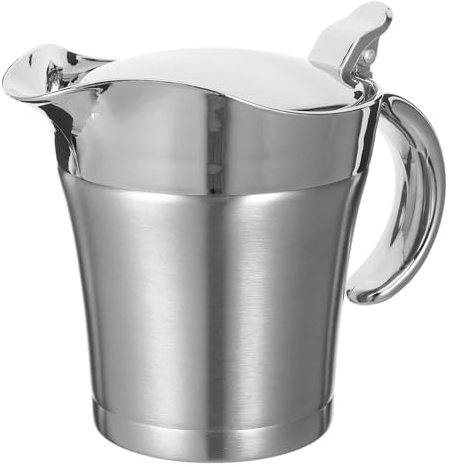 BIUDECO Recipiente Térmico de Acero Inoxidable Doble Aislamiento para Servir Salsa en Cenas Familiares y Restaurantes, 450 Ml