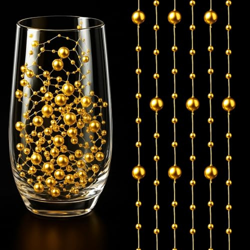 Notoke 10 velas flotantes de perlas de agua doradas, perlas flotantes, velas flotantes, cuerda de perlas para jarrón, relleno de botellas de agua, bodas, decoración de mesa, accesorios para el cabello