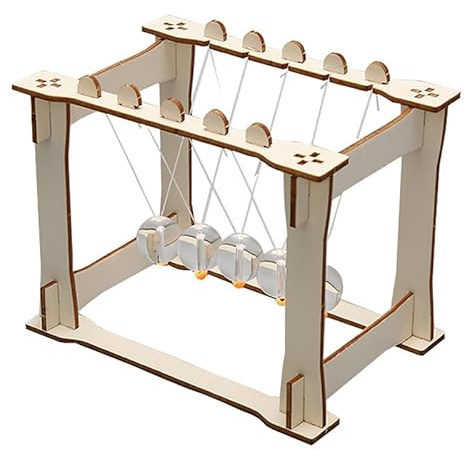 Wooden Newton’s Cradle Science Kits for Kids, DIY STEM Educational Physics Experiments Model Demonstrating Motion and Energy, Hands-On Classroom Science Projects for Boys and Girls