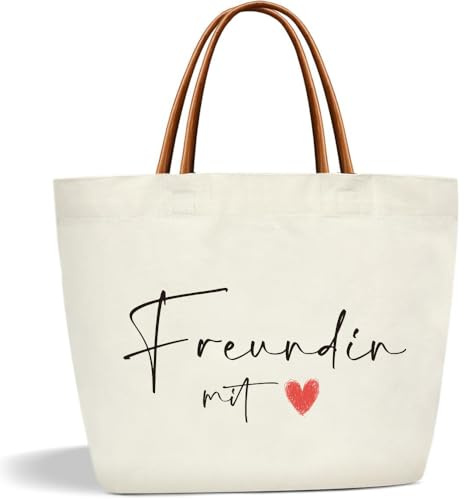 Toozen Geschenke für Freundin, Damen Einkaufstasche Canvas Tragetasche, Geschenke für Freundin zum Weihnachten, Geburtstag, Ostern, Frauentag, BFF Geschenk