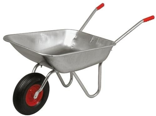 Schubkarre 65 Liter Verzinkt Luftrad 100 kg Gartenkarre Baukarre Robust | verzinkte Stahlmulde, Luftbereifung Ø33 cm, Transportkarre, Gartenarbeit, Baustelle, langlebig, stabil, vielseitig