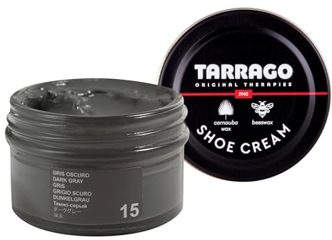Tarrago | Basic Shoe Cream 50 ml | Crema Protectora para Calzado de Cuero | Betún para Zapatos | Cuidado del Calzado | Nutre, Repara y Protege | Abrillantador | Color Gris Oscuro