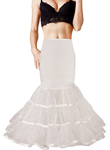 Shimaly Women Mermaid Petticoat Fishtail Underskirt Trumpet Crinoline for Mermaid Wedding Dress (S-M, Ivory)